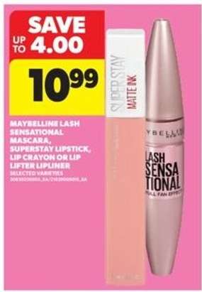 Maybelline Lash Sensational Mascara, Superstay Lipstick, Lip Crayon or Lip Lifter Lipliner