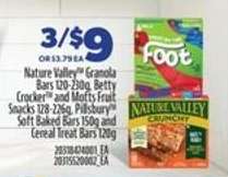 Nature Valley Granola Bars, Betty Crocker and Motts Fruit Snacks, Pillsbury Soft Baked Bars and Cereal Treat Bars