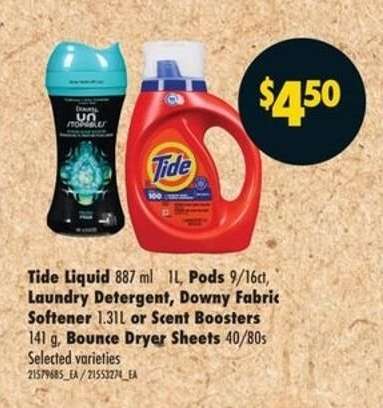 Tide Liquid, Pods, Laundry Detergent, Downy Fabric Softener, Scent Boosters, Bounce Dryer Sheets