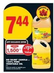 No Name Canola or 100% Pure Vegetable Oil