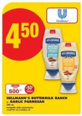 HELLMANN'S BUTTERMILK RANCH or GARLIC PARMESAN
