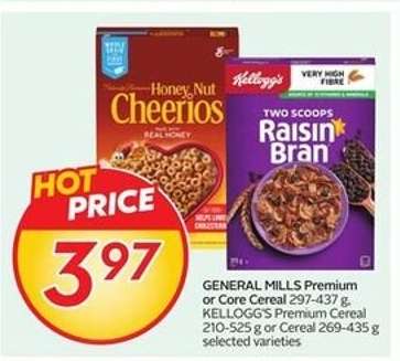 GENERAL MILLS Premium or Core Cereal & KELLOGG'S Premium Cereal