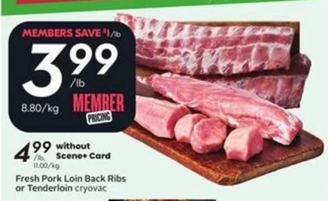 Fresh Pork Loin Back Ribs or Tenderloin cryovac
