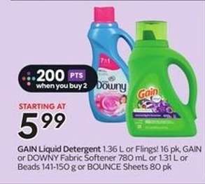 GAIN Liquid Detergent or Fabric Softener