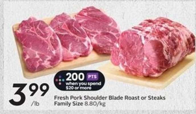 Fresh Pork Shoulder Blade Roast or Steaks