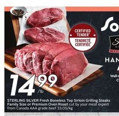 Sterling Silver Fresh Boneless Top Sirloin Grilling Steaks