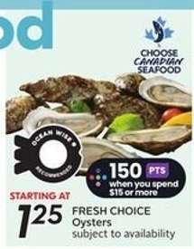 Fresh Choice Oysters