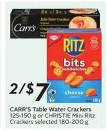 CARR'S Table Water Crackers or CHRISTIE Mini Ritz Crackers