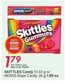 SKITTLES Candy 51-61 g or NERDS Rope Candy 26 g