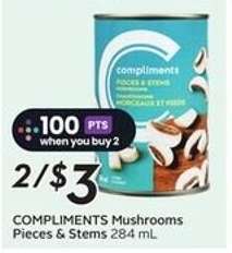 COMPLIMENTS Mushrooms Pieces & Stems 284 mL