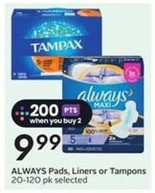 ALWAYS Pads, Liners or Tampons