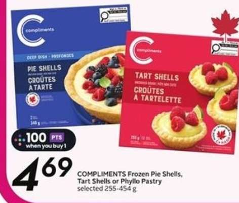COMPLIMENTS Frozen Pie Shells, Tart Shells or Phyllo Pastry