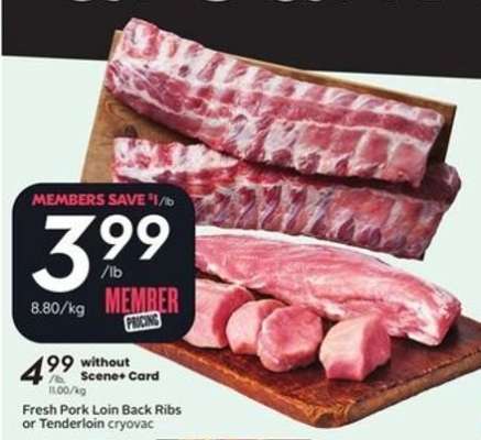 Fresh Pork Loin Back Ribs or Tenderloin cryovac
