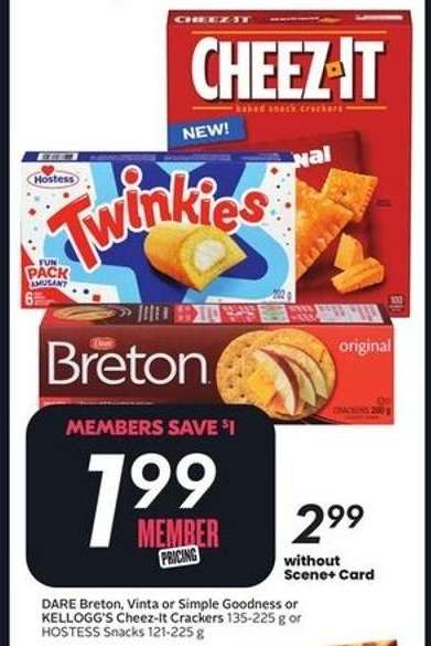 DARE Breton, Vinta or Simple Goodness or KELLOGG'S Cheez-It Crackers 135-225 g or HOSTESS Snacks 121-225 g