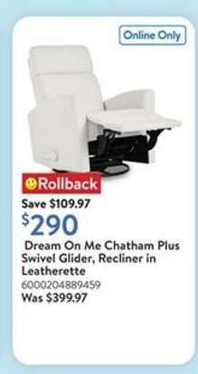 Dream On Me Chatham Plus Swivel Glider, Recliner in Leatherette