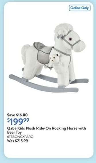 Qaba Kids Plush Ride-On Rocking Horse with Bear Toy