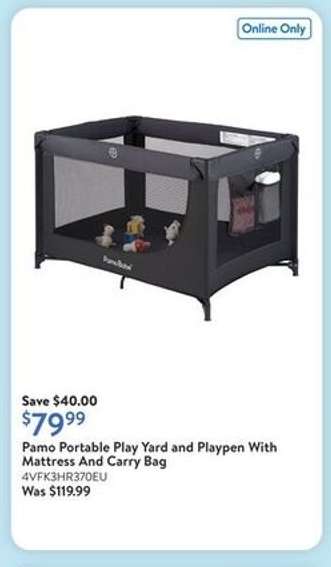 Pamo Portable Play Yard and Playpen With Mattress And Carry Bag