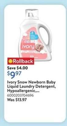 Ivory Snow Newborn Baby Liquid Laundry Detergent, Hypoallergenic