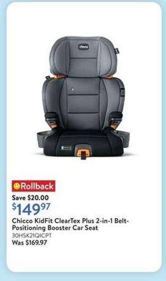 Chicco KidFit ClearTex Plus 2-in-1 Belt-Positioning Booster Car Seat