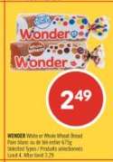 WONDER WHITE or WHOLE WHEAT BREAD