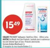 COLGATE PREVIDENT Toothpaste / Dentifrice (31mL - 100mL) or/ou BIOTENE Dry Mouth Oral Care Products