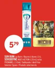SUN BUM Lip Balm / SENSODYNE MULTI-ACTION / PRONAMEL Toothpaste