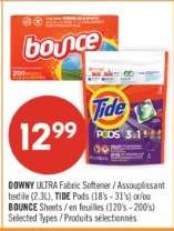 DOWNY ULTRA Fabric Softener / TIDE Pods / BOUNCE Sheets