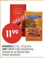 GHIRARDELLI or LINDT LINDOR Chocolate Bag