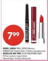 RIMMEL LONDON THRILL SEEKER Mascara, WONDER'LAST Shadow Sticks, MAYBELLINE NEW YORK COLOR SENSATIONAL, MADE FOR ALL Lipstick