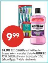 COLGATE 360° CLEAN Manual Toothbrushes / LISTERINE TOTAL CARE Mouthwash