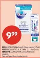 ORAL-B SPECIALTY Mouthwash / Rinse-bouche (475mL) CREST PRO-HEALTH GUM DETOXIFY (2 x 110mL) or/or SENSODYNE CLINICAL WHITE (75mL) Toothpaste dentifrice