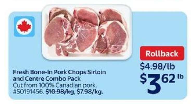 Fresh Bone-In Pork Chops Sirloin and Centre Combo Pack