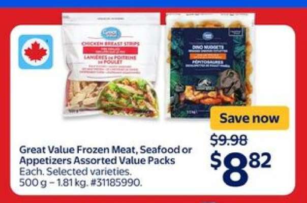 Great Value Frozen Meat, Seafood or Appetizers Assorted Value Packs