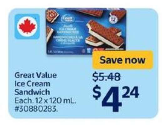 Great Value Ice Cream Sandwich