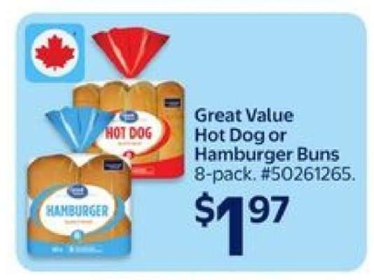 Great Value Hot Dog or Hamburger Buns