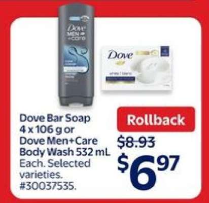 Dove Bar Soap or Dove Men+Care Body Wash