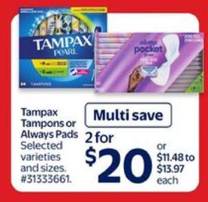 Tampax Tampons or Always Pads