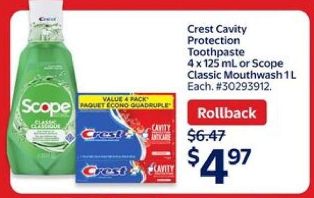 Crest Cavity Protection Toothpaste or Scope Classic Mouthwash
