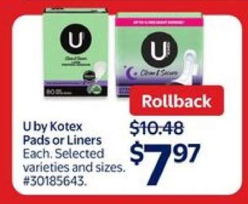 U by Kotex Pads or Liners