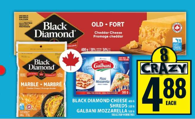 Black Diamond Cheese Shreds & Galbani Mozzarella