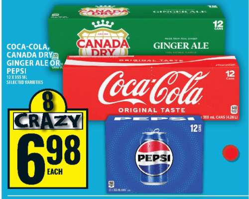Coca-Cola, Canada Dry Ginger Ale or Pepsi