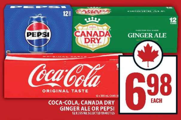 Coca-Cola, Canada Dry Ginger Ale or Pepsi