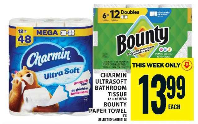 Charmin Ultra Soft Bathroom Tissue & Bounty Paper Towel