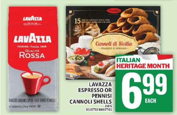 Lavazza Espresso or Pennisi Cannoli Shells