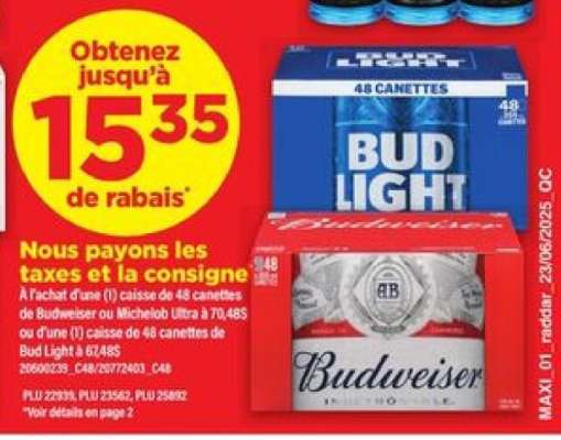 Budweiser ou Michelob Ultra ou Bud Light