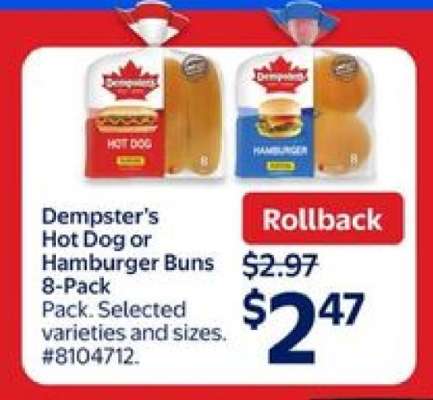 Dempster's Hot Dog or Hamburger Buns 8-Pack