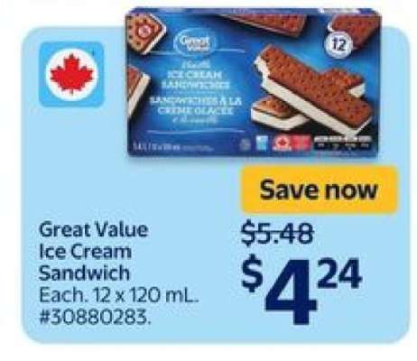 Great Value Ice Cream Sandwich