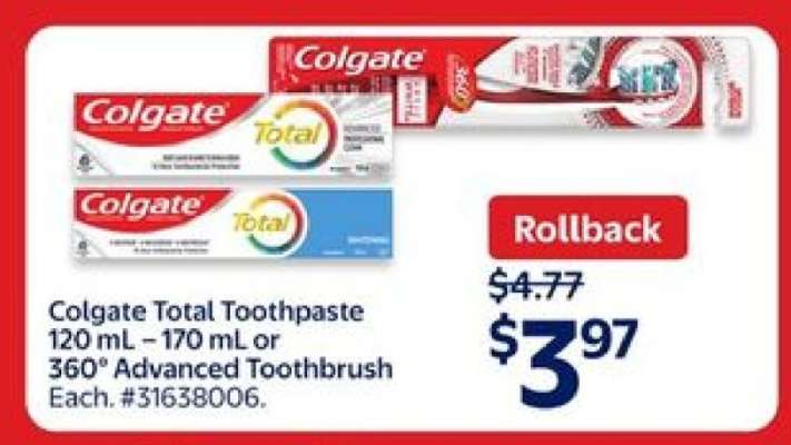Colgate Total Toothpaste or 360° Advanced Toothbrush