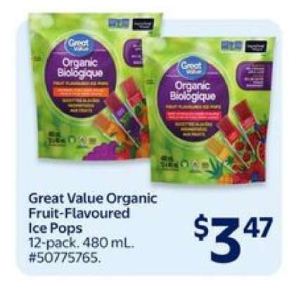 Great Value Organic Fruit Flavoured Ice Pops