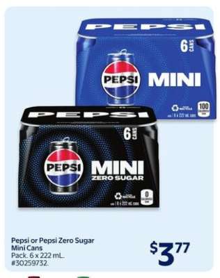 Pepsi or Pepsi Zero Sugar Mini Cans